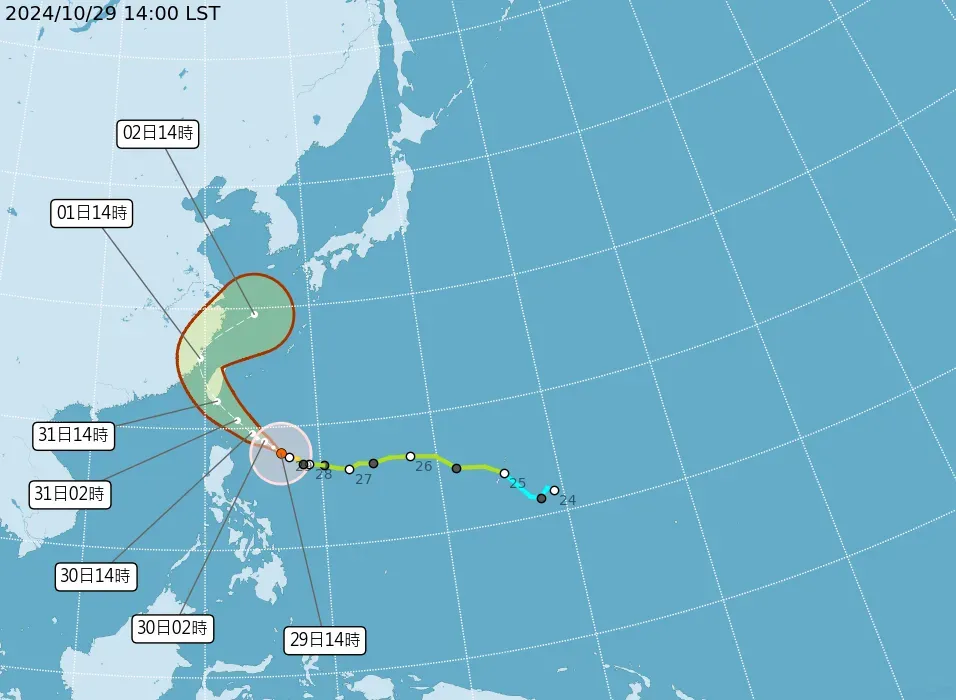 康芮颱風路徑。(圖/氣象署提供)