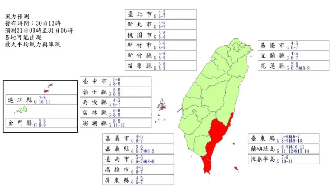 風力預測。（圖／氣象署）