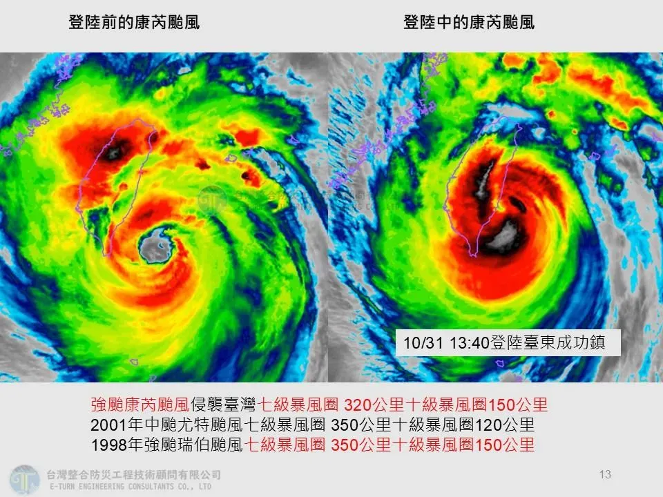 康芮登陸前後對比照。(圖/「賈新興」臉書粉專)