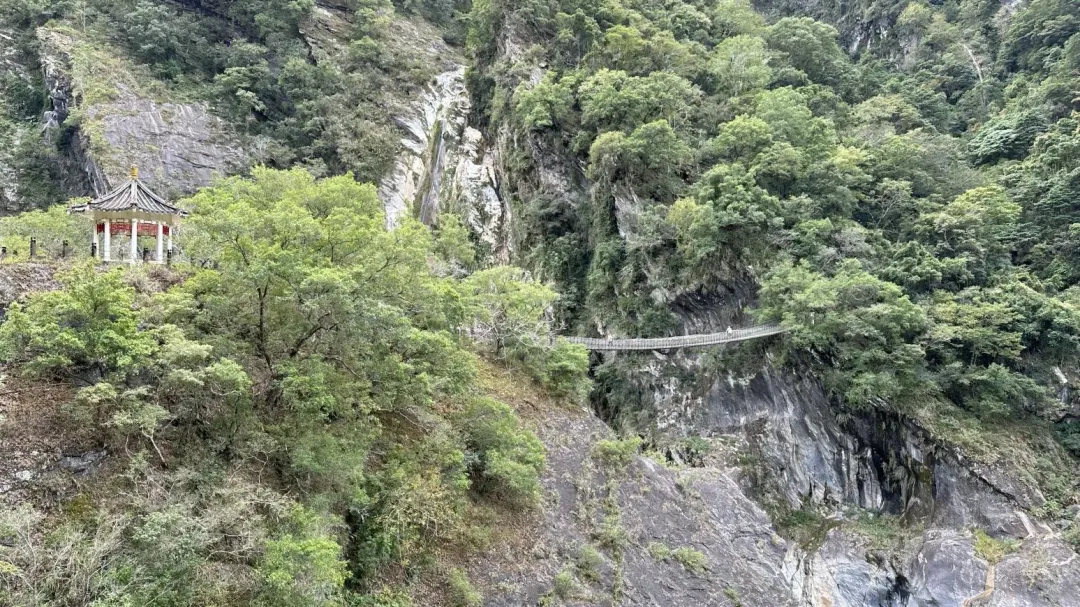 警方31日取得聯繫,確認2人正在岳王亭吊橋上方山區避難。(圖/翻攝畫面)