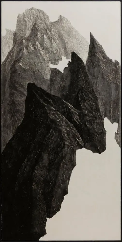 敬畏山-白朗峰awe mountain-Mont Blanc |高定|水墨紙本|2024|182x91cm