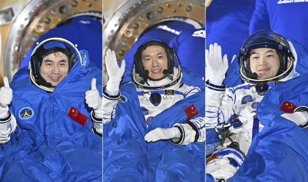 神舟十八航天員葉光富、李聰、李廣蘇平安著陸。（圖／新華社）