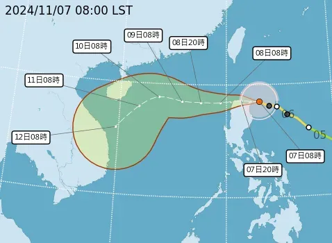銀杏颱風路徑預測。（圖／氣象署提供）