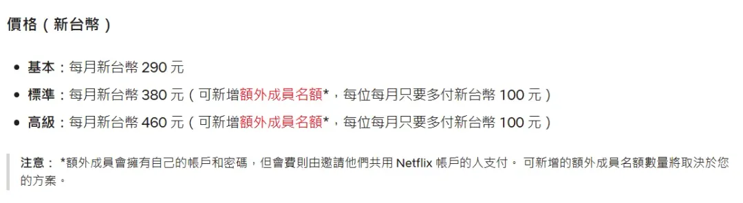 根據Netflix官網,高級訂閱方案漲價最多,漲幅達70元。(圖/翻攝自Netflix官網)