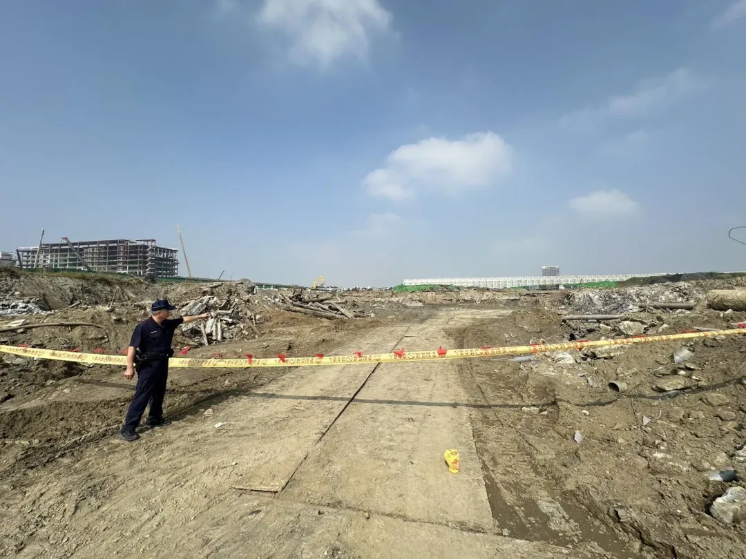 台積電高雄廠區工地發現未爆彈。(圖/翻攝畫面)