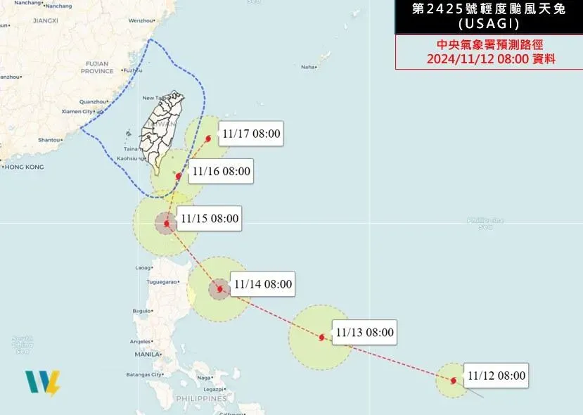 氣象專家吳聖宇12日分析天兔颱風動態,花蓮、台東、高屏地區有可能發布陸上颱風警報。(圖/翻攝自Facebook@天氣職人-吳聖宇)