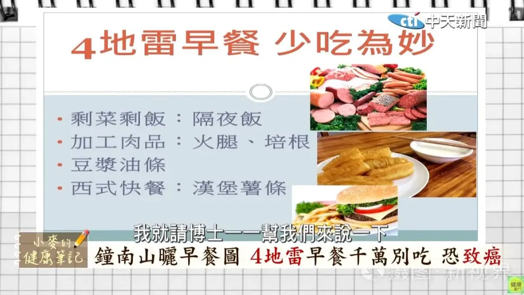 大陸有一個院士鐘南山曾曬出自己的早餐圖被廣為流傳。（圖／YouTube《小麥的健康筆記》）