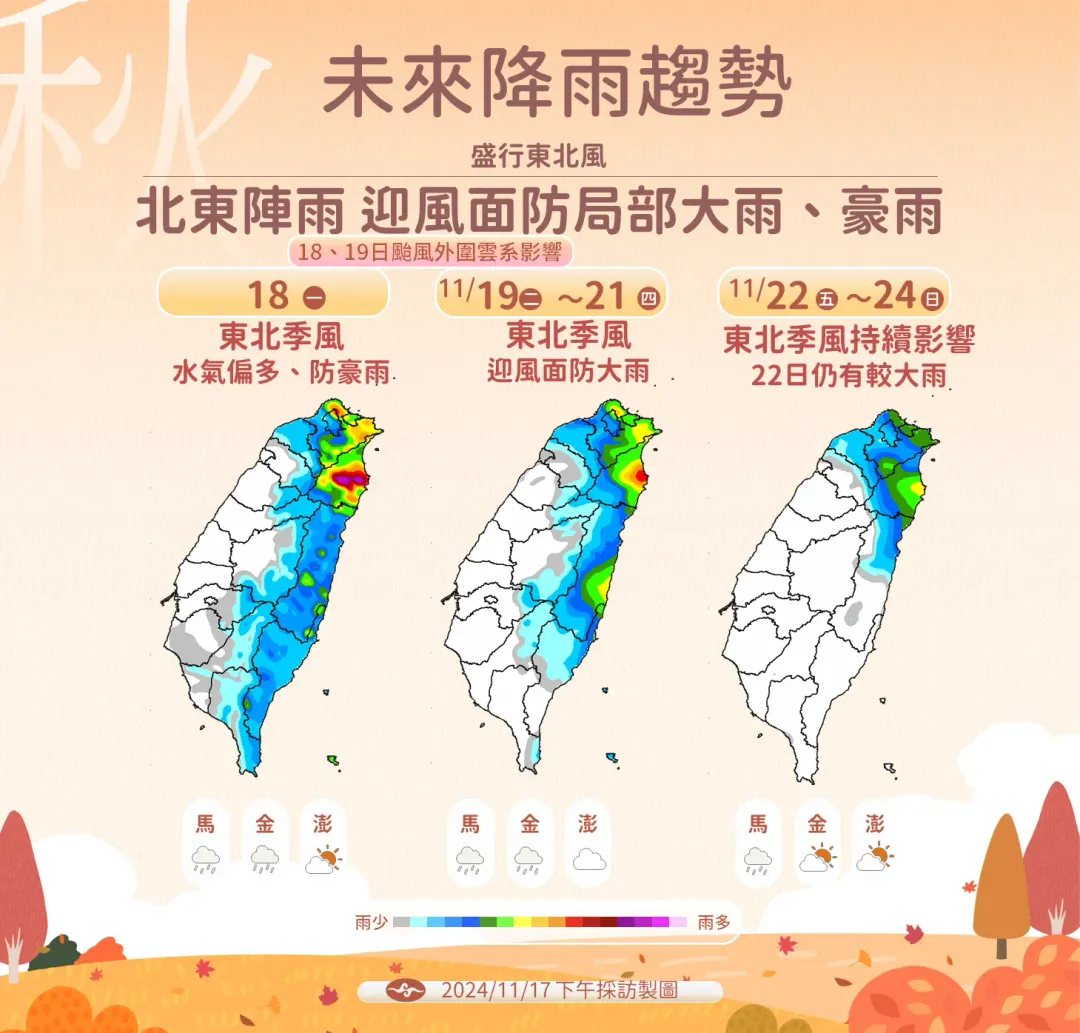 未來一周降雨趨勢。(圖/中央氣象署提供)