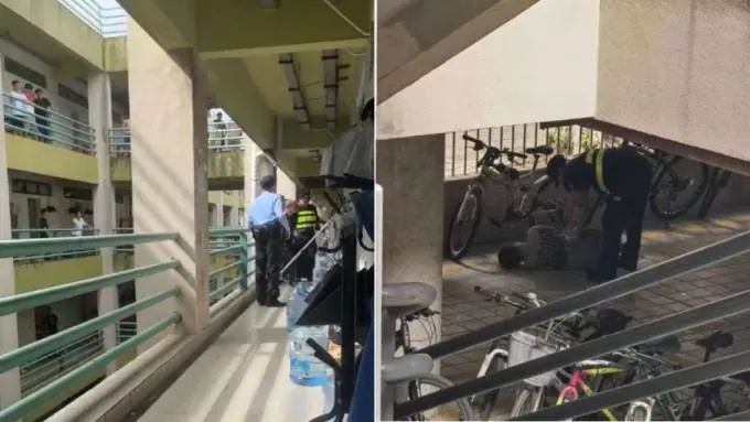 廣東工業大學宿舍傳男子中刀倒地,警撞門逮人。(圖/翻攝X)
