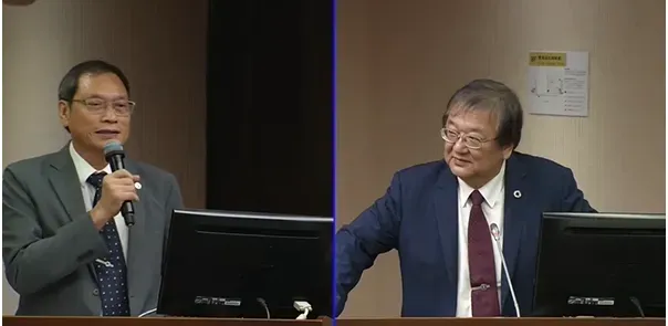 立委蘇清泉(左)今天在立法院質詢衛福部長邱泰源(右),認為不該歧視波波醫,憂人才流失,要衛福部妥善因應別擺爛。(圖/立法議事轉播系統)