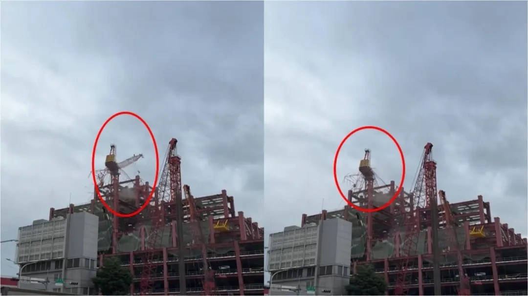 三重工地吊臂掉落瞬間。(圖/threads網友授權提供)