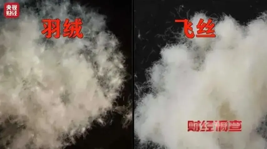 業內人士透露摻「飛絲」係以次充好常用手段。（圖／翻攝央視財經）
