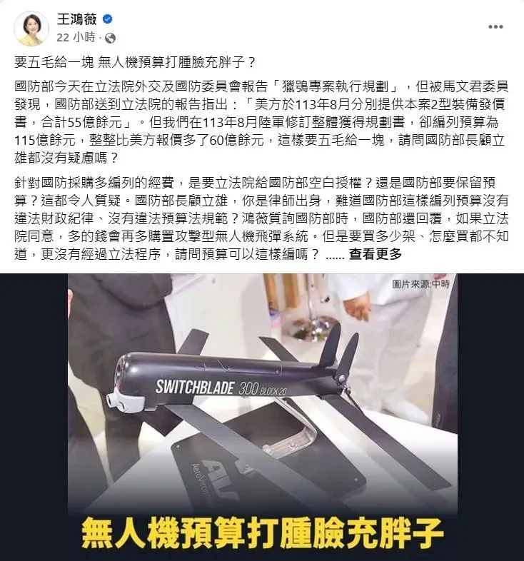 (圖/截自王鴻薇臉書)