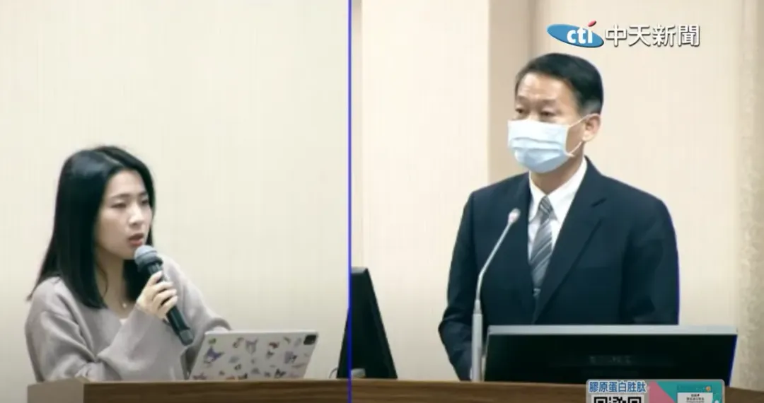 國民黨立委徐巧芯質詢時是誰同意放行采盟這些人進來，特勤中心回應是體育署和副總統辦公室同意的。（圖／中天新聞）