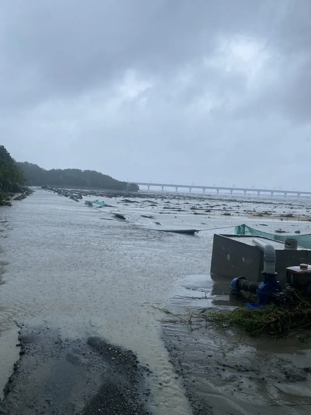 凱米颱風導致濁水溪水暴漲,造成高灘地農田全泡水。(圖/中天新聞)