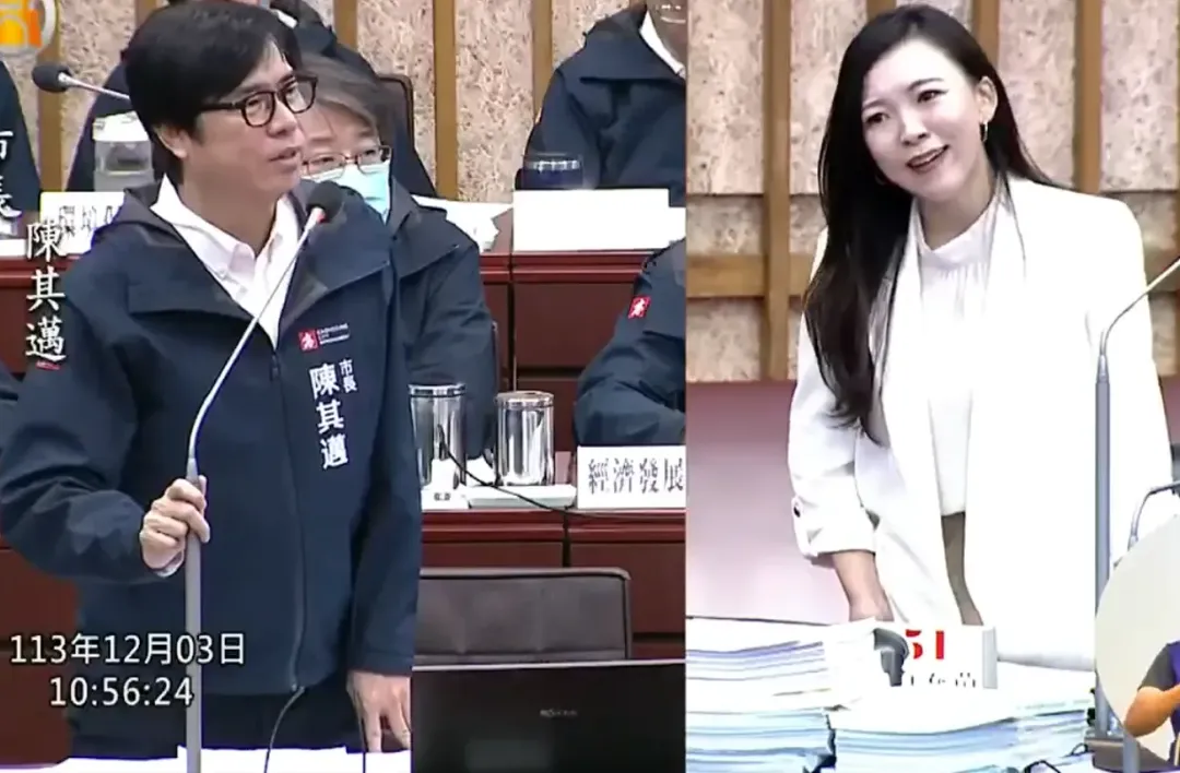 高雄市長陳其邁（左）表示公務人員離職原因多元，並非全是待不了原單位。（圖／擷取自高雄市議會YT）