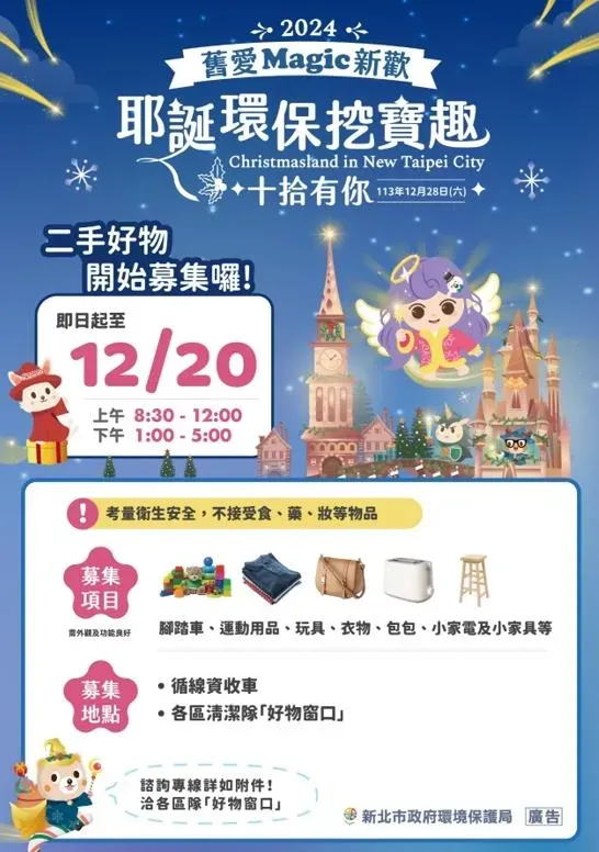 新北環保局即日起至12月20日止發起二手好物召集令。（圖／新北環保局提供）