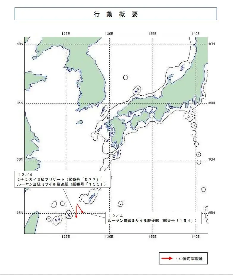 大陸軍艦動態。(圖/防衛省)