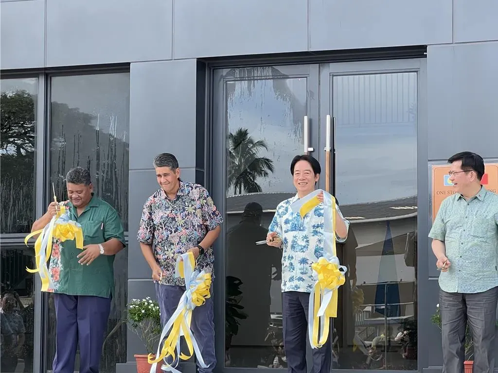 賴清德出席帛琉政府聯辦落成剪綵,揭新建築代表兩層意義。(圖/中時曾薏蘋攝)