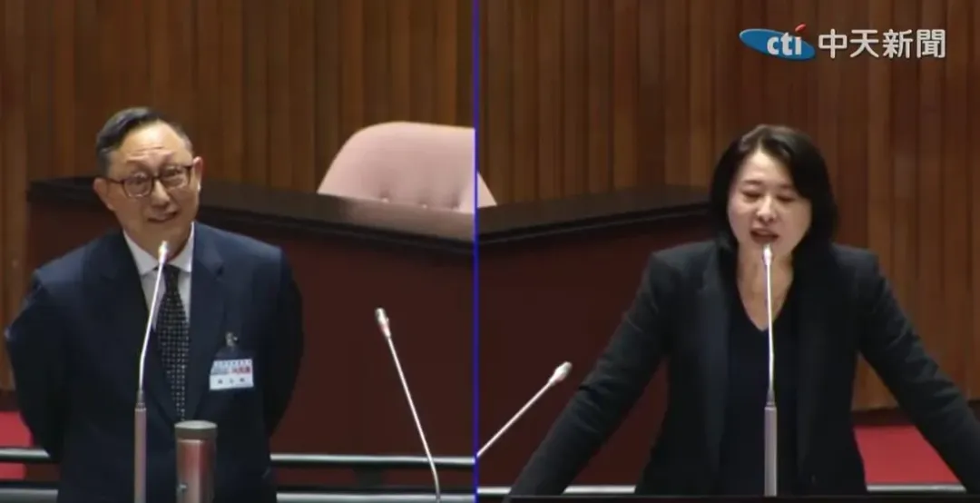 大法官兼司法院副院長被提名人姚立明(左)接受立法院人事審查。右為國民黨立委王鴻薇。(圖/中天新聞) 