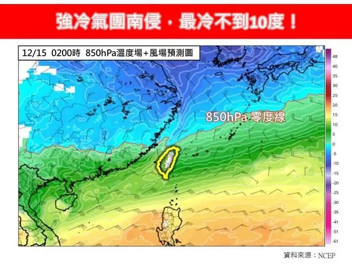冷氣團12/14就會開始影響到台灣的天氣。(圖/翻攝自臉書「林老師氣象站」)