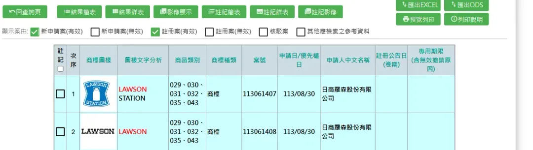 LAWSON商標。（圖／翻攝自經濟部智慧財產局網站）