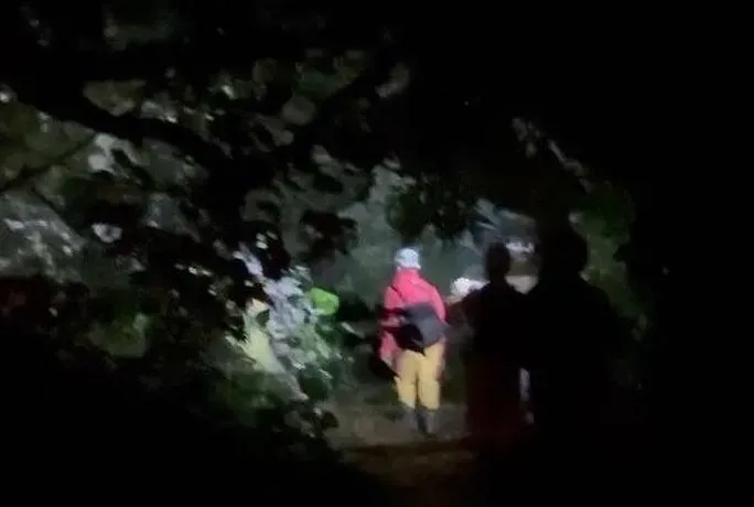 高雄六龜82歲林姓老翁昨晚上山尋找水源未歸,警消摸黑上山搜尋。(圖/翻攝畫面)