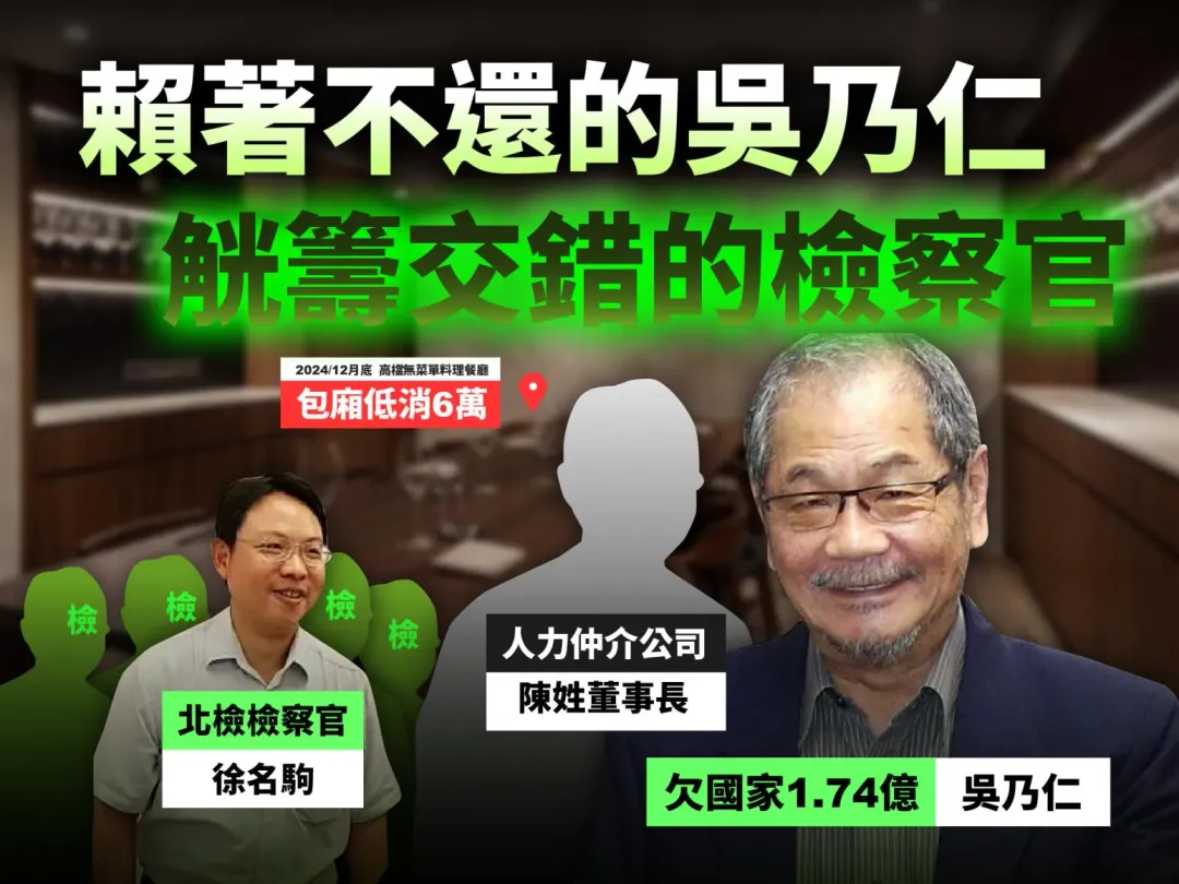 吳乃仁與5位北檢察官一同餐敘奢華夜宴，引發議論。（圖／取自民眾黨立委黃國昌臉書）