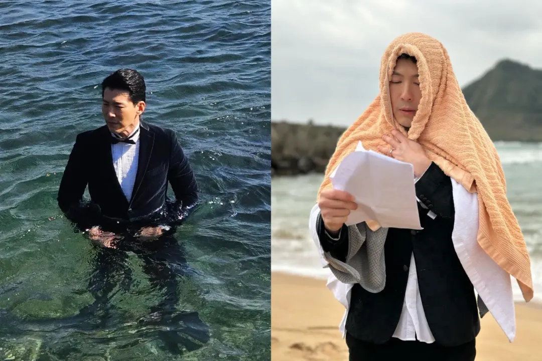 黃少祺近日在8點檔《願望》頂著寒流低溫,「下海」拍攝救援戲。(圖/三立提供)