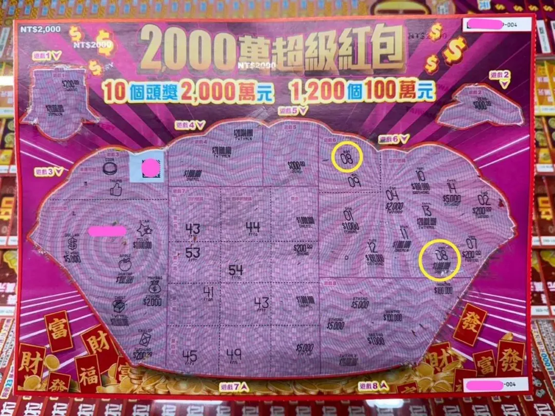 一名女子拿中獎的刮刮樂獎金換購一張「2,000萬超級紅包」,就刮出百萬大獎。(圖/台彩提供)