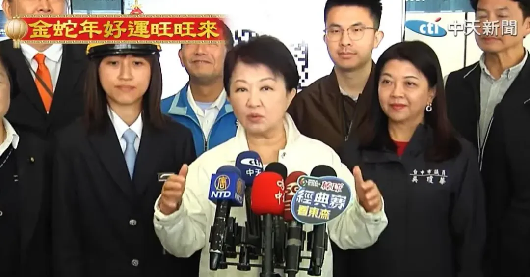 台中市長盧秀燕今（25日）視察台中高鐵站。（圖／中天新聞）