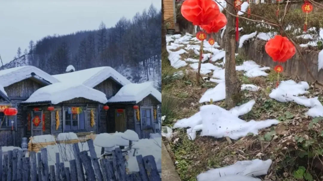 成都「雪村」被遊客吐槽用棉花代替雪花。（圖／翻攝現代快報）