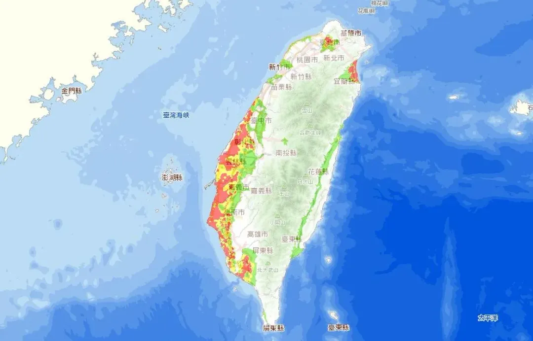 據經濟部調查，全台有6縣市列為土壤液化高潛勢區域，以中南部縣市較多。（圖／翻攝自經濟部土壤液化潛勢查詢系統官網）