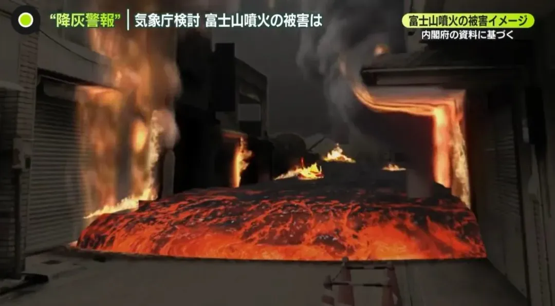 日官方警告，若富士山大爆發，大量熔岩流將流入市區。（圖／翻攝NNN）