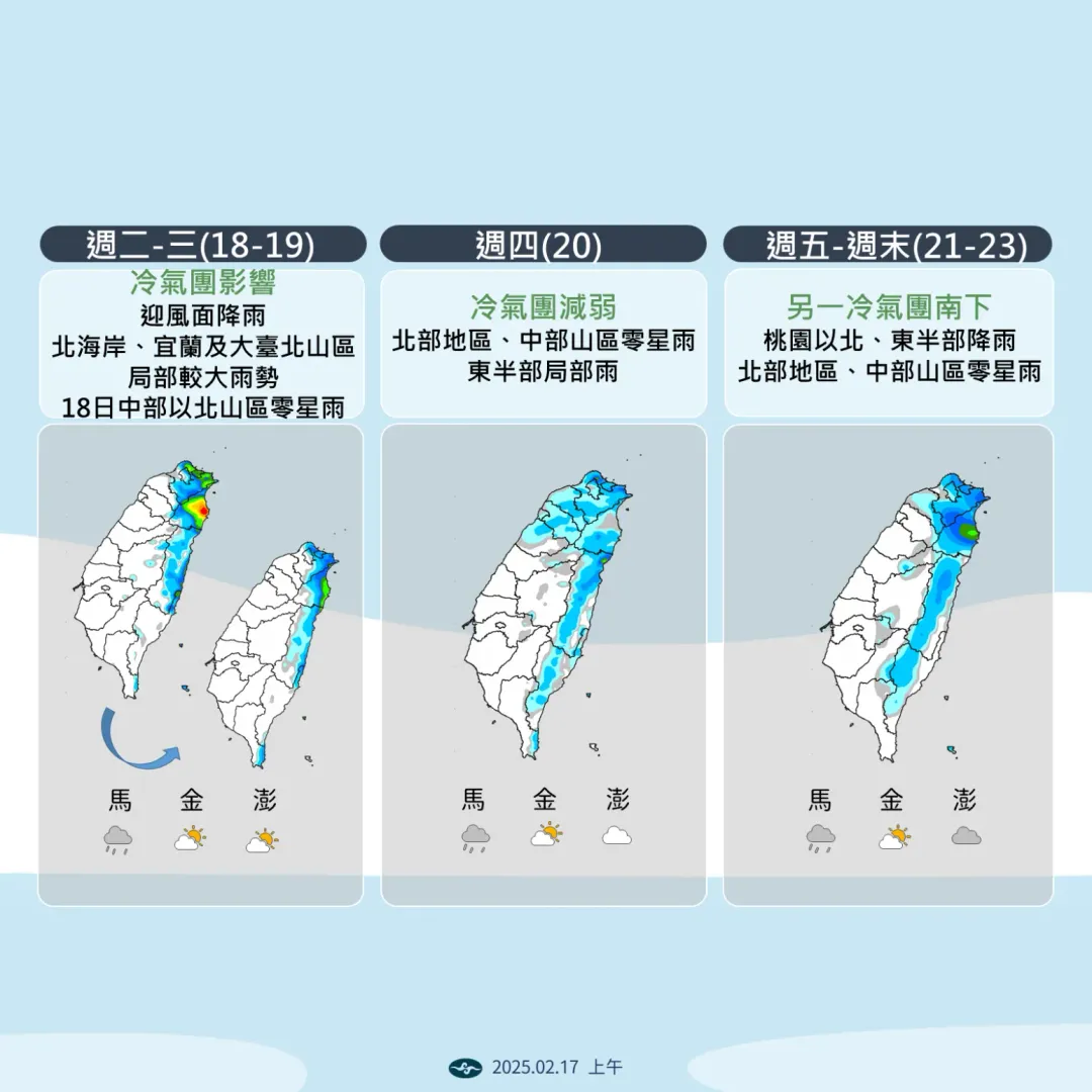 本周降雨趨勢。（圖／氣象署提供）