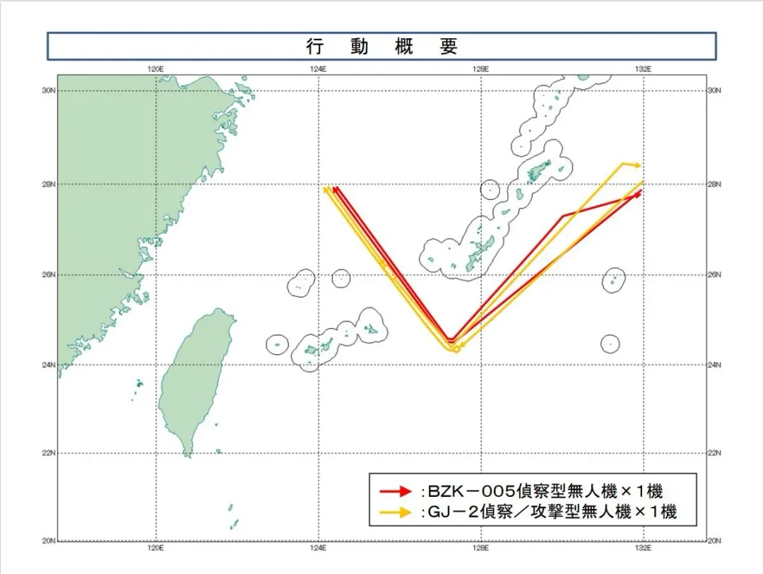 大陸無人機航跡。(圖/防衛省)