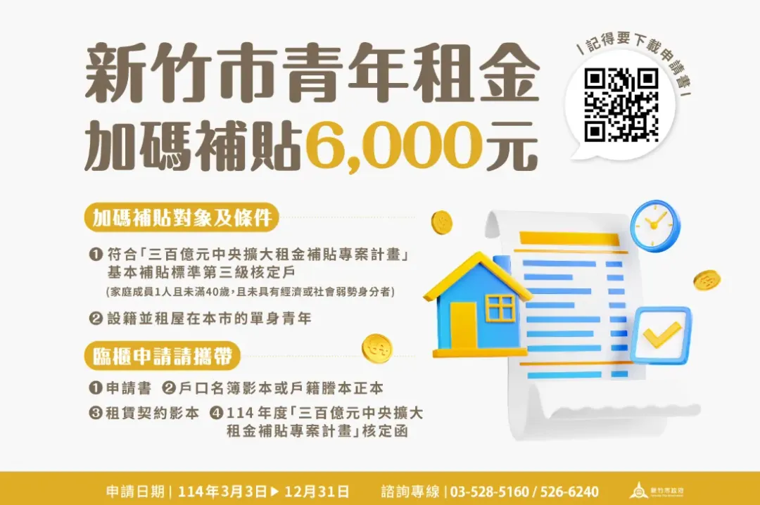 「新竹好好租－新竹市青年租金加碼補貼」申請方法。（圖／新竹市政府官網）