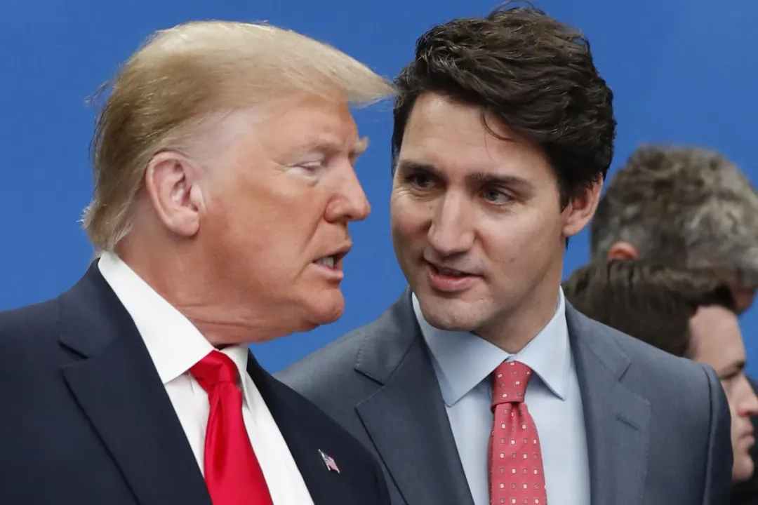 川普（左）如今成為加拿大人最擔心的問題。圖為川普與杜魯道2019年12月4日在英國會面。（資料照／美聯社）