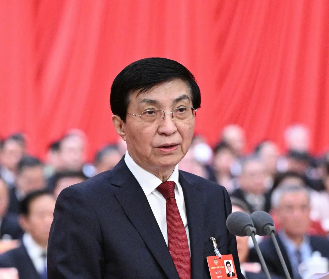 大陸全國政協主席王滬寧10日在閉幕式發表講話。（圖/新華社）