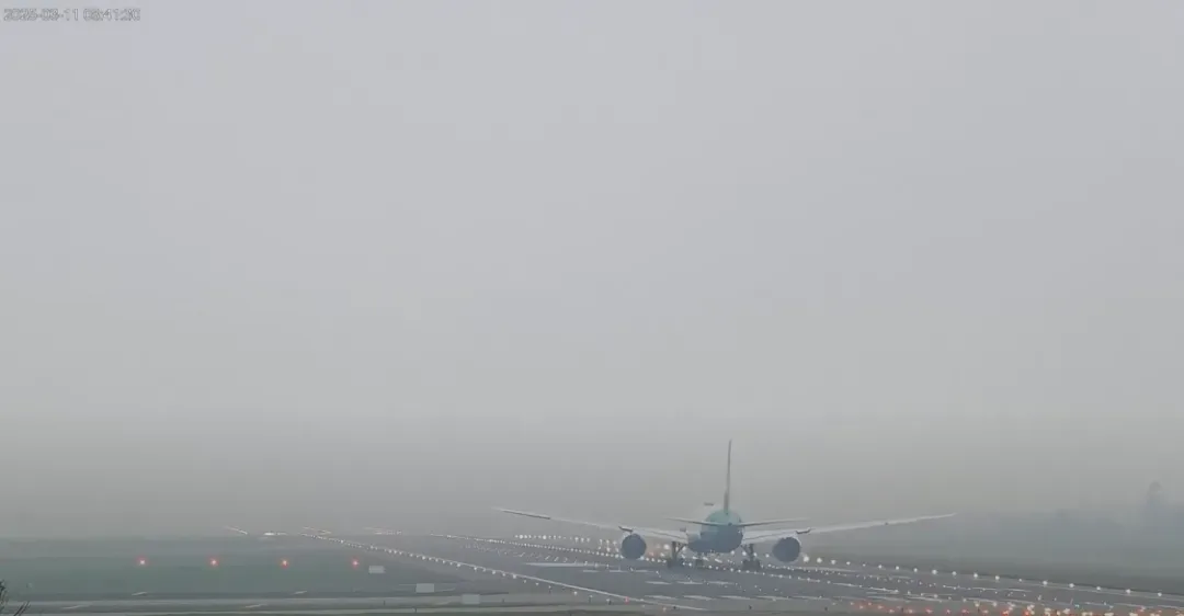 桃園機場天空白茫茫一片。（圖／翻攝遊桃園 Taoyuan Travel）