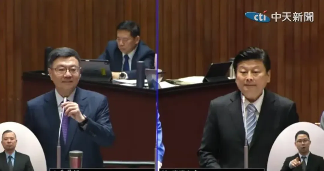 行政院長卓榮泰（左）、國民黨立院黨團總召傅崐萁（右）。（圖／中天新聞）