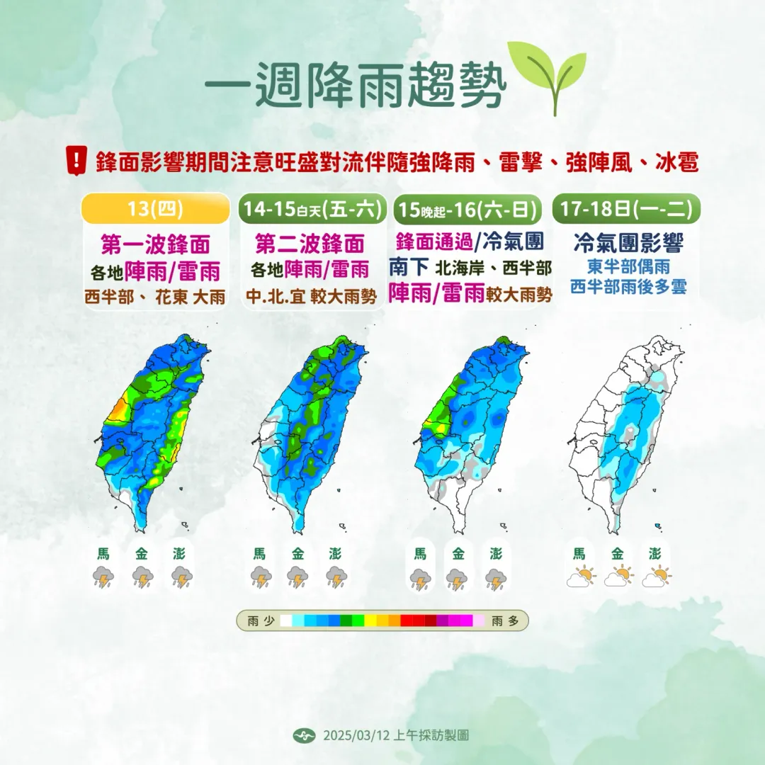 一週降雨趨勢。（圖／中央氣象署）