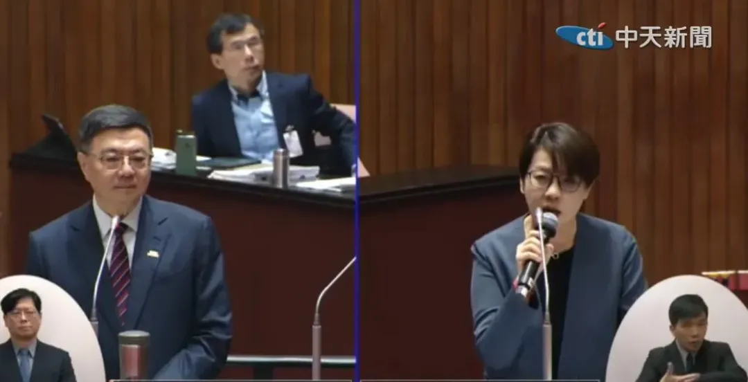 行政院長卓榮泰(左)、民眾黨立委黃珊珊(右)。(圖／中天新聞)