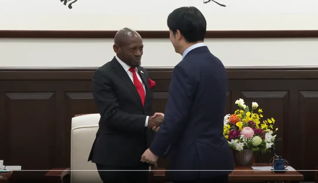 總統賴清德接見聖克里斯多福及尼維斯聯邦外交部長道格拉斯。(圖/翻攝總統府YT)