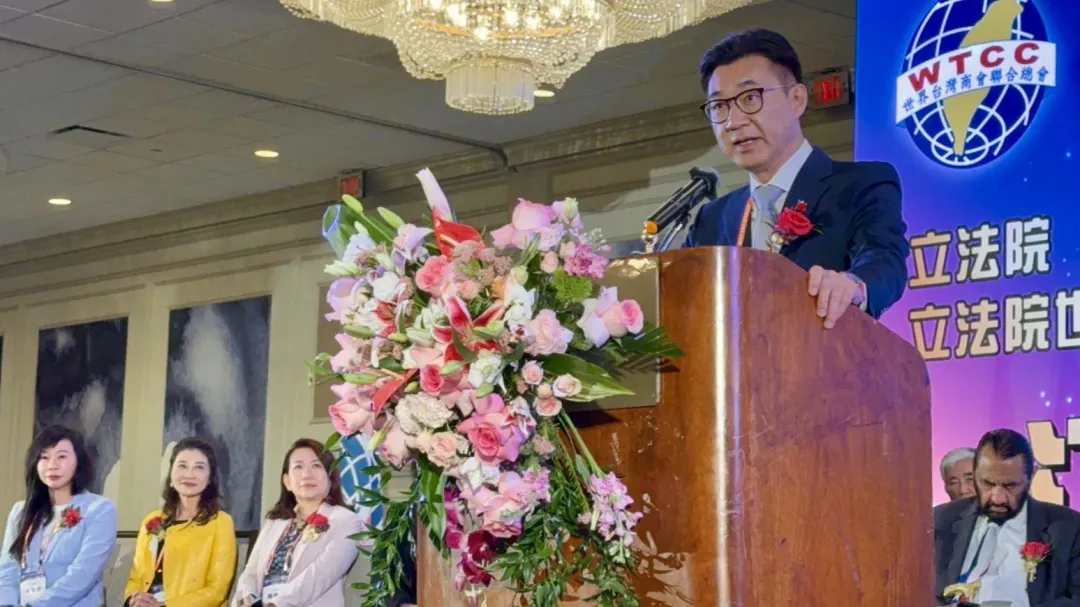 江啟臣在休士頓出席世界台商會聯合總會理監事聯席會議。(圖／江啟臣辦公室提供)