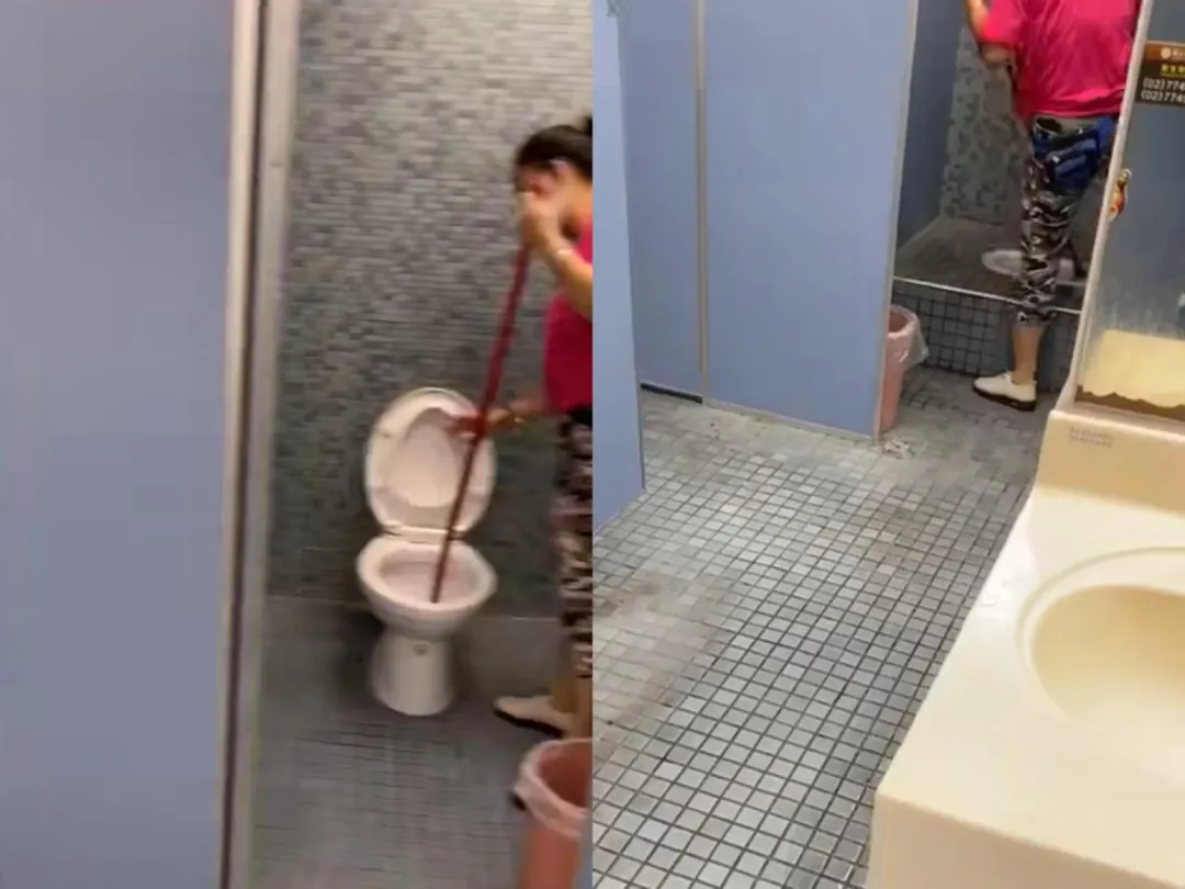 師大學生發現打掃阿姨把拖把放到馬桶裡攪一攪再拿出來拖地。（圖／翻攝自Dcard）