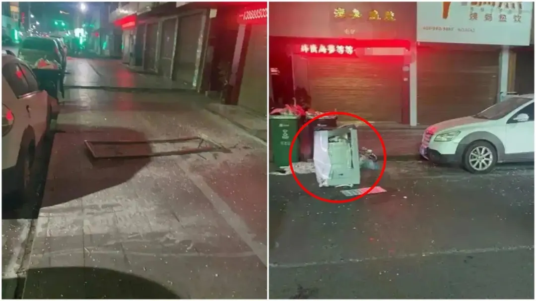 浙江溫州男子將洗衣機從4樓拋下狠砸路邊車輛。(圖/翻攝微博)