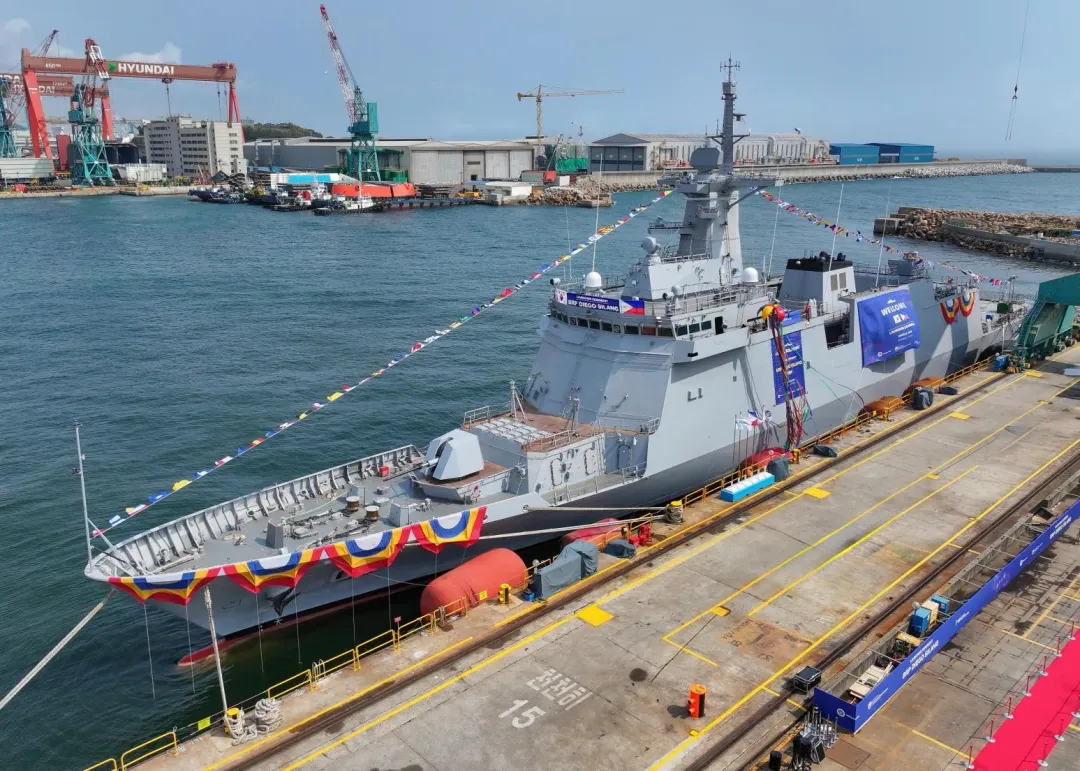 菲律賓西朗號巡防艦下水。(圖/南韓現代重工)