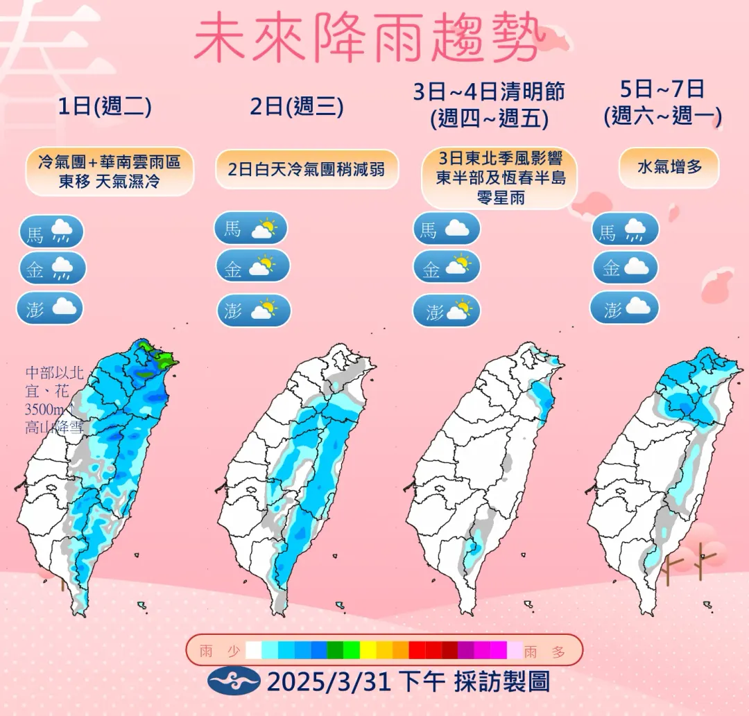 未來降雨趨勢。(圖/中央氣象署)