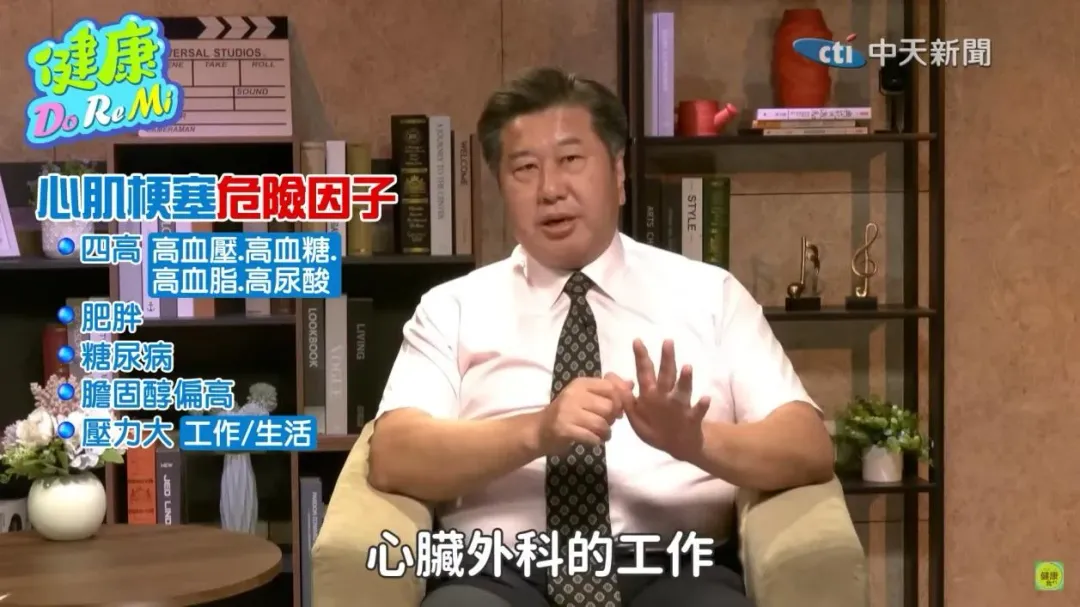 心臟外科名醫袁明琦指出，心肌梗塞有五大危險因子。（圖／翻攝自健康DoReMi）